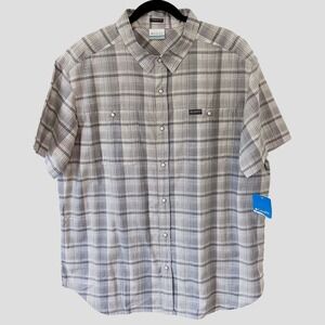 Columbia Shirt XL  Mens Plaid Short Sleeve Cotton Snap Front‎ Outdoor New